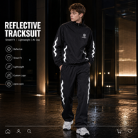 Conjunto Deportivo Personalizado Reflectante para Hombre, 320GSM, Poliéster, Sudadera con Cremallera y Pantalones Jogger, Dos Piezas, Fabricante OEM de Ropa Deportiva
