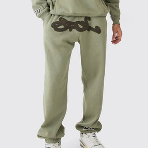 Conjuntos Deportivos Personalizados con Bordado de Cadena, 500 GSM, Pierna Recta, 100% Algodón, Felpa, Traje para Correr, Sudadera con Capucha y Pantalones Deportivos para Hombre - Product Image 5