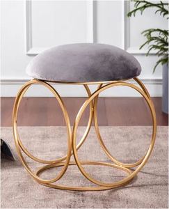 Classic metal round gold legs sitting <b>stool</b> ottoman made in india usage home hotel room restaurant indoor outdoor living room - Product Image 2