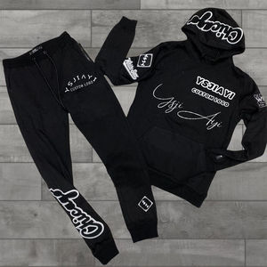 Chándales personalizados de algodón OEM, chándal con capucha, pantalón, chándal para hombre, joggers apilados, conjuntos de Jogger Acampanados para hombre - Product Image 2