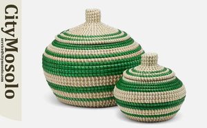 <b>Large</b> Handmade Seagrass Decorative Storage Basket with <b>Ring</b> Handles Woven Organizer for Kids' Storage - Product Image 2