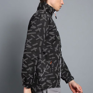 Chaqueta anorak de manga larga con capucha y cremallera para hombre, chaqueta cortavientos de nailon interno con cordón adjunto para hombre - Product Image 3