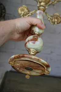 Bougeoir en marbre onyx laiton Vintage, bougeoir Onyx, bougeoirs en laiton et onyx vintage - Product Image 5