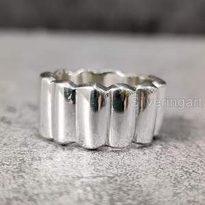 Bague pour homme, bande unie, argent, bague de méditation, bague unisexe pour Noël, anxiété, bague faite à la main, bijoux personnalisés, bague en argent massif 925 - Product Image 1