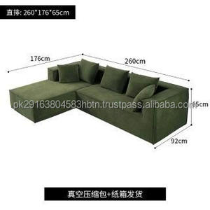 Sofá Seccional de terciopelo cuadrado moderno en forma de L con cojines para sala de estar - Product Image 3