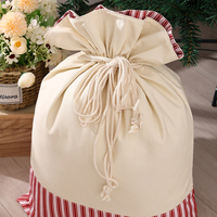 Sac de Noël rectangulaire en toile Sunshine avec cordon de serrage, rangement souple pour cadeaux - 49x70cm, décoration d'intérieur d'usine