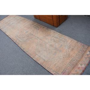 2.9x10.9 ft Rug, Vintage Rug, Turkish <b>Brown</b> <b>Wool</b> Plants & trees Rug - Product Image 3