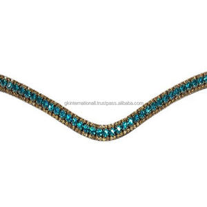 Cristaux noirs ou bruns en forme de vague Bande de front de cheval en cuir véritable décorative en plein Cob sur les tailles au prix de gros d'usine - Product Image 5