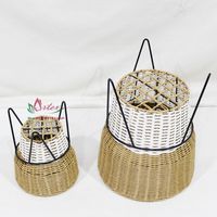 Pot Tanaman Anyaman Gaya Vintage Buatan Tangan dari Vietnam, Tahan Lama, Berbahan Poli, Rangka Besi, untuk Rumah, Kebun, dan Luar Ruangan