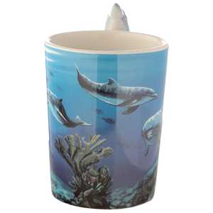 Taza de Cerámica con Diseño de Delfín 3D Pintado a Mano, Tazas de Cerámica con Asa de Dibujos Animados, Diseño de Mundo Submarino, Novedad en Cerámica Térmica para Bebidas Calientes, Regalo - Product Image 1