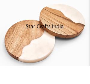 ที่รองแก้วไม้อะคาเซียทรงกลมสำหรับบาร์แว่นตาเบียร์กระป๋องเครื่องครัวจานรองแก้วหิน - Product Image 3