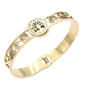 Bracciale Albero della Vita in Acciaio Inossidabile Placcato Oro, Design Unico e alla Moda - Product Image 2