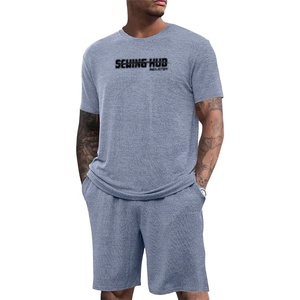 Usine en gros pas cher de haute qualité logo personnalisé plaine t-shirt 100% coton blanc hommes t-shirt et short ensemble été décontracté - Product Image 1