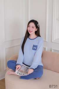 Minimalist Casual Wear Long Sleeved Maternity Postpartum Set Cotton B731 Good Absorbency Custom Design Postpartum Clothing - Product Image 5