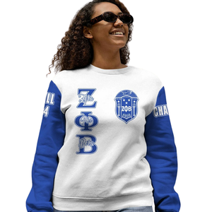 Sweat-shirt à col rond bleu pour femmes de la sororité Zeta Phi Beta, lettre grecque 1920, pull brodé - Product Image 5