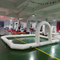 Pistes de course gonflables commerciales en PVC Go Kart piste de course de voiture jeu de Sport course aérienne pare-chocs fête d'anniversaire et événement