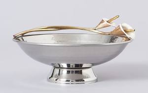 Bol de service de forme irrégulière en aluminium nickelé/doré Bol de service en métal de créateur Bon marché Bol de service indien en émail blanc - Product Image 4