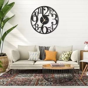 นาฬิกาแขวนผนังโลหะสีดำทรงกลมที่ออกแบบมาอย่างโดดเด่นเหนือกาลเวลาเหมาะสำหรับบ้านสำนักงานและผนังห้องนอนที่ทันสมัย - Product Image 2