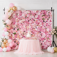 Latar Belakang Dinding Bunga Pink Poliester 6.9*4.9ft Spanduk Latar Belakang Fotografi Bunga Mawar untuk Dekorasi Pesta Pernikahan Ulang Tahun