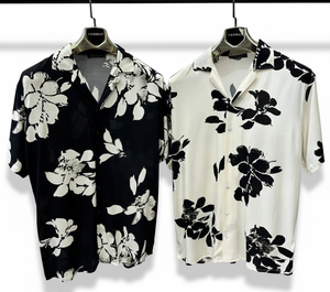 Camisa de Manga Corta de Satén con Estampado Floral para Hombre, Cuello Camisero, Ligera, Transpirable, Antiarrugas, para Vacaciones y Playa, Venta al Por Mayor - Product Image 5