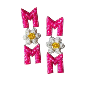 Vintage <b>Mom</b> Beaded Huggie Earrings Luxury Handmade India Embroidery <b>Jewelry</b> Antique Thread Fashion Antique Embroidery Earrings - Product Image 1