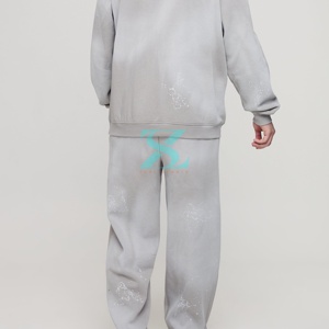 Ensemble de survêtement pour homme en coton, sweat-shirt à capuche et jogging décontracté, tenue de sport, design personnalisé, lavage à l'acide, sweat-shirt à capuche unisexe, jogging en coton, survêtement - Product Image 6