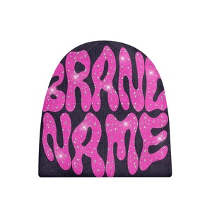 2025 personnalisé Y2K gothique Jacquard Beanie All-Over impression Logo hiver bonnet en tricot haute qualité conception sans manchette pour voyage bas quantité minimale de commande - Product Image 2