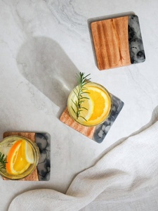 Brown White Resin Wood Joint Good Quality Wood Coaster Tableware Item <b>Christmas</b> Vintage Luxury Space Wooden Coasters - Product Image 5