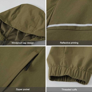 Chaqueta deportiva personalizada de Otoño Invierno para hombre, de secado rápido, de manga larga, con capucha, cortavientos, soporte, cierre de cremallera, informal, impermeable, estampado - Product Image 3