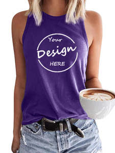 Vente en gros Été Débardeur court sans manches en coton spandex respirant pour femmes Impression bouffante personnalisée Marque privée Service OEM - Product Image 2