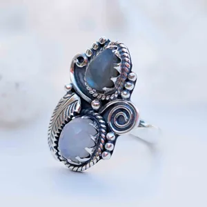 独特设计拉布拉多925纯银结婚戒指天然宝石优质精品珠宝拉布拉多戒指