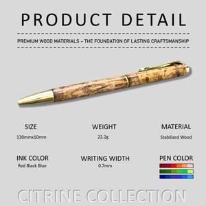 Bolígrafo de Madera Estabilizada de Primera Calidad Hecho a Mano con Ancho de Escritura de 0.7 mm, Regalo Empresarial, Recuerdo de Boda, Colección Citrino - Product Image 2