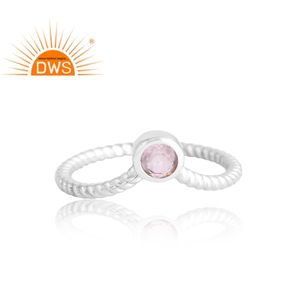 Dernière vente 925 argent Sterling naturel Rose Quartz pierres précieuses bague bijoux pour femmes cadeau pour elle - Product Image 3