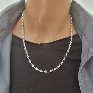 Bijoux en argent Sterling 925 pour hommes, 7mm, collier en grains de café unisexe, chaîne à maillons, vente en gros, tendance Offre Spéciale - Product Image 5