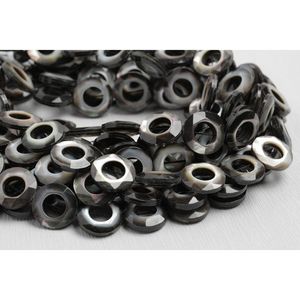Cuentas de Concha Sueltas con Forma de Círculo Hueco Facetado - Product Image 2