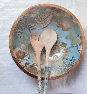 ชามไม้ธรรมชาติพิมพ์ลายเคลือบวัสดุเรซินสำหรับเสิร์ฟเสิร์ฟผลไม้ - Product Image 4