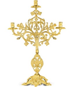 Menorah en laiton avec ange gravé belle bougeoir fournitures d'église - Product Image 1