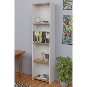 ตู้หนังสือสีขาวขนาด170ซม. แบบมินิมอลพร้อมชั้นวาง5ชั้นและพนักพิงสำหรับบ้านสำนักงานห้องนั่งเล่นหรือห้องสมุดโรงเรียน - Product Image 5