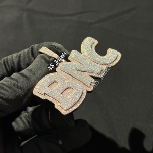 Iced VVS Moissanite Pendant 925 <b>Silver</b> Custom Name <b>Letter</b> Unique Hip Hop Style Chain Pass Tester <b>Necklace</b> Custom <b>Letter</b> Charm - Product Image 4