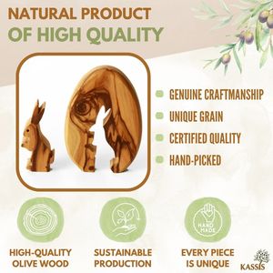Hand Carved Olive Wood Easter Bunny in Egg Decoration Easter Table Decor Handmade in Bethlehem - Product Image 2