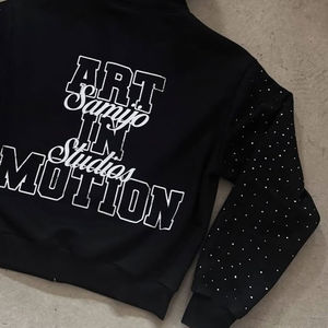 Sweat-shirts pour hommes style streetwear, en coton mélangé, unis, en vrac, pour l'hiver, avec strass, effet délavé, pull à capuche - Product Image 3