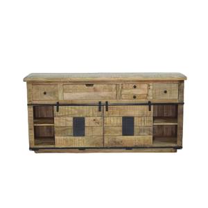 Jupiter fonte bois de manguier buffet moderne finition rustique porte coulissante tiroirs écologique ferme hôtel salon bureau - Product Image 1