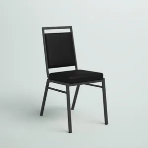 เก้าอี้ร้านอาหารโลหะหนังสีดําขายส่งคุณภาพระดับพรีเมียมหรูหราเชิงพาณิชย์สําหรับตกแต่งบ้านโรงแรมใช้ได้ยาวนานทนทาน - Product Image 4