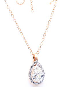 Aniva Jewels Custom 14K Yellow Gold 2Ct Pendant Necklace Trendy Pear Shape Lab Grown Diamond Halo Style Wedding Engagement Gift - Product Image 2