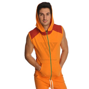 High Quality Perfect Summer Wear <b>Sleeveless</b> <b>Hoodies</b> Men Gym Sportswear Pullover Tank Top <b>Hoodies</b> For Hot Sale - Product Image 2