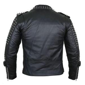 <b>Men</b> PU Leather Motorcycle <b>Jacket</b> <b>Fur</b> Trim Front Logo Customizable High Street Style Zipper Closure Wholesale - Product Image 2