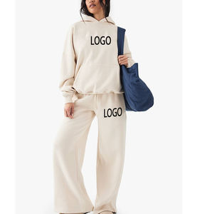 Vêtements de sport d'hiver Séchage rapide Fitness Jump Exercise Ensemble 2 pièces Coton French Terry Tenues athlétiques pour femmes Pull Survêtement - Product Image 1