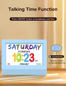 17가지 음성 일일 작업 알림 및 밝기 조절이 가능한 LED 컬러 텍스트 시간 표시 어린이용 탁상용 디지털 알람 시계 - Product Image 3