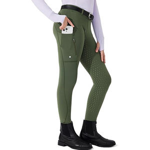 Pantalons d'équitation pour femmes, taille haute, tissu extensible en polyester/spandex, confortables et durables, pantalons d'équitation - Product Image 1