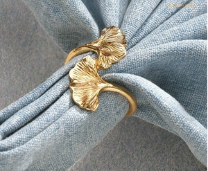 Anneaux de serviette en aluminium moderne à feuilles, écologiques, nouveau modèle, boucle à mouchoirs, mariages, fêtes, hôtels, banquets, repas à domicile - Product Image 5